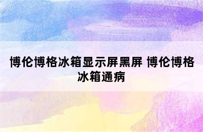 博伦博格冰箱显示屏黑屏 博伦博格冰箱通病